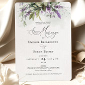 Lavendel groen Frans Script bruiloft uitnodiging