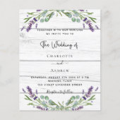 Lavendel groen hout budget bruiloft uitnodiging flyer (Voorkant)