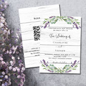 Lavendel groen hout QR code luxe bruiloft Kaart