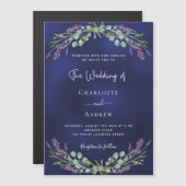 Lavendel groen marineblauw luxe bruiloft magnetische uitnodiging (Voorkant / Achterkant)