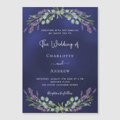 Lavendel groen marineblauw luxe bruiloft magnetische uitnodiging (Voorkant)