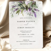 Lavendel groen Modern Paarse bruiloft uitnodiging