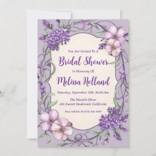 Lavendel groen paarse bloemen vrijgezellenfeest kaart
