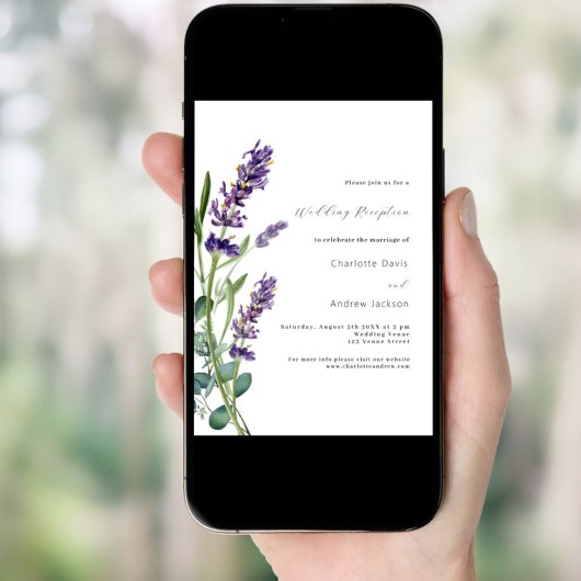 Lavendel groen paarse bruiloft receptie kaart