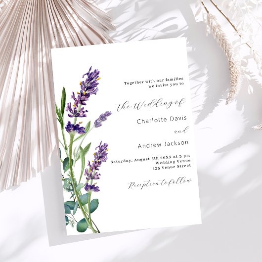 Lavendel groen paarse luxe bruiloft kaart