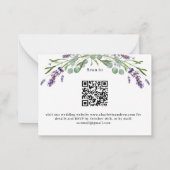 Lavendel groen QR code bruiloft reactie RSVP Notitiekaartje (Achterkant)