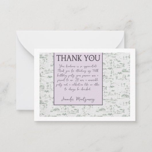 Lavendel & Groen Toiletpapier Dank u kaart Notitiekaartje (Voorkant)