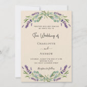 Lavendel groen violet beige luxe bruiloft kaart (Voorkant)