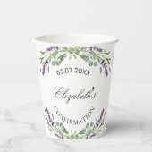 Lavendel groen violette bloemen Bevestiging Papieren Bekers (Voorkant)