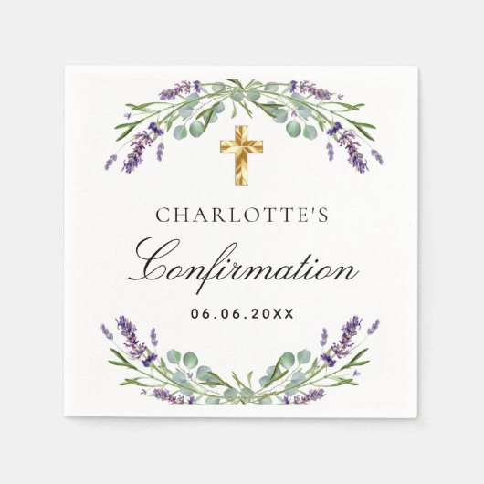 Lavendel groen violette bloemen Bevestiging Servet (Voorkant)