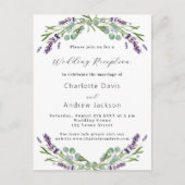 Lavendel groen violette bruiloft receptie uitnodiging briefkaart (Voorkant)
