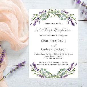 Lavendel groen violette luxe bruiloft receptie kaart