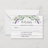 Lavendel groen wit hout bruiloft reactie RSVP Notitiekaartje (Voorkant)