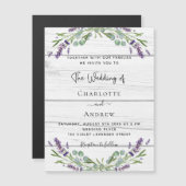 Lavendel groen wit hout luxe bruiloft magnetische uitnodiging (Voorkant / Achterkant)