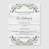 Lavendel groen wit hout luxe bruiloft magnetische uitnodiging (Voorkant)