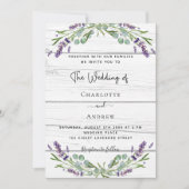 Lavendel groen wit hout QR code bruiloft Kaart (Voorkant)