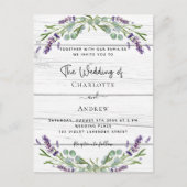 Lavendel groen wit hout QR code bruiloft Uitnodiging Briefkaart (Voorkant)