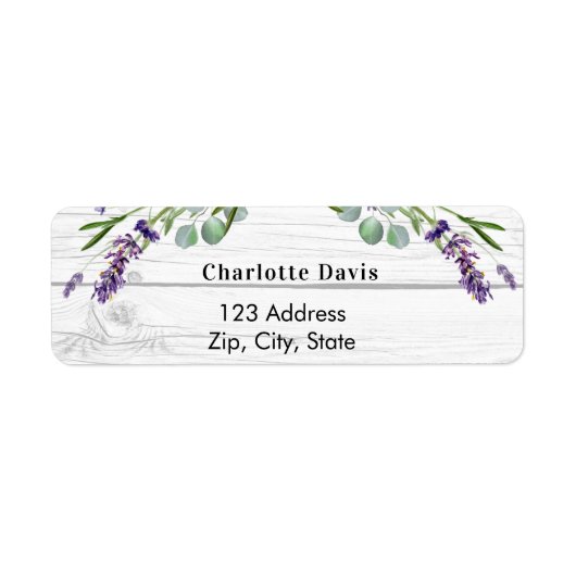Lavendel groen wit hout retour adres label (Voorkant)