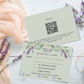 Lavendel groene bruiloft menu QR reactie RSVP