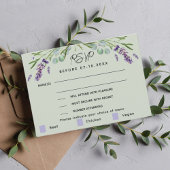 Lavendel groene bruiloft menu reactie RSVP-kaart