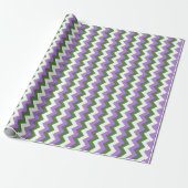 Lavendel, groene en witte Chevron Zigzag Cadeaupapier (Uitgerold)