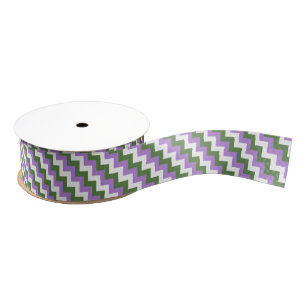 Lavendel, groene en witte Chevron Zigzag Grosgrain Lint