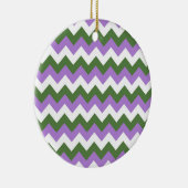 Lavendel, groene en witte Chevron Zigzag Keramisch Ornament (Rechts)