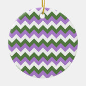 Lavendel, groene en witte Chevron Zigzag Keramisch Ornament (Voorkant)