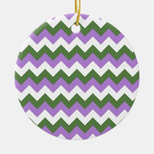 Lavendel, groene en witte Chevron Zigzag Keramisch Ornament (Voorkant)