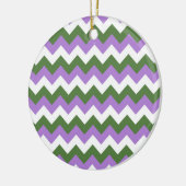 Lavendel, groene en witte Chevron Zigzag Keramisch Ornament (Links)