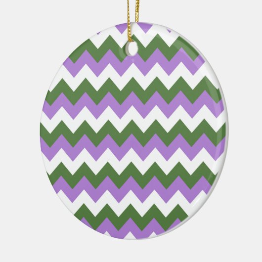 Lavendel, groene en witte Chevron Zigzag Keramisch Ornament (Links)