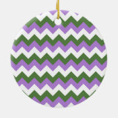 Lavendel, groene en witte Chevron Zigzag Keramisch Ornament (Achterkant)