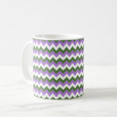 Lavendel, groene en witte Chevron Zigzag Koffiemok (Voorkant links)
