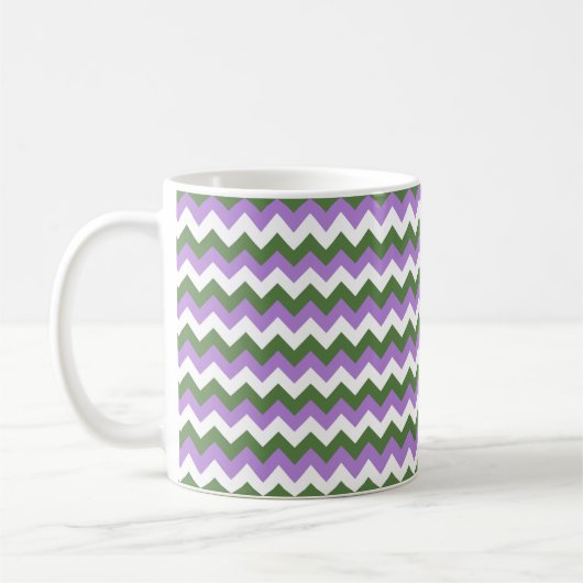 Lavendel, groene en witte Chevron Zigzag Koffiemok (Links)