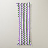 Lavendel, groene en witte Chevron Zigzag Lichaamskussen (Voorkant Verticaal)