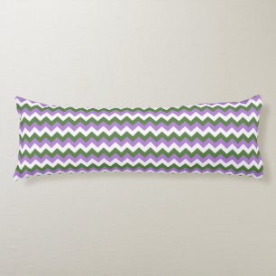 Lavendel, groene en witte Chevron Zigzag Lichaamskussen