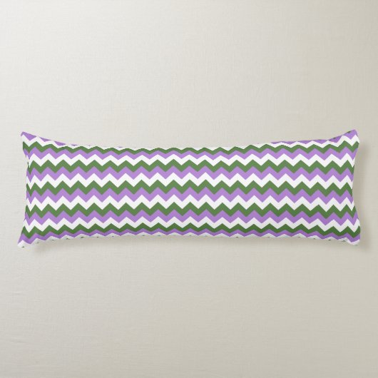 Lavendel, groene en witte Chevron Zigzag Lichaamskussen (Voorkant)