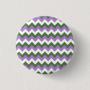 Lavendel, groene en witte Chevron Zigzag Ronde Button 3,2 Cm