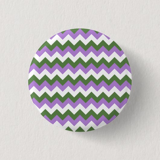 Lavendel, groene en witte Chevron Zigzag Ronde Button 3,2 Cm (Voorkant)