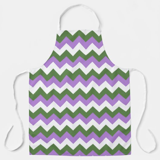 Lavendel, groene en witte Chevron Zigzag Schort (Voorkant)