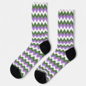 Lavendel, groene en witte Chevron Zigzag Sokken (Links)