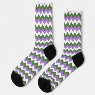 Lavendel, groene en witte Chevron Zigzag Sokken