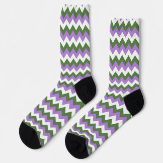 Lavendel, groene en witte Chevron Zigzag Sokken