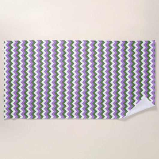 Lavendel, groene en witte Chevron Zigzag Strandlaken (Voorkant)
