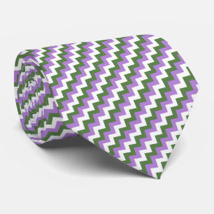 Lavendel, groene en witte Chevron Zigzag Stropdas