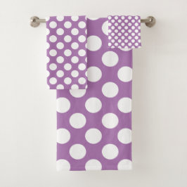 Lavendel: Groot wit Polka Dot Patroon Bad Handdoek