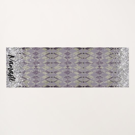 Lavendel Grunge Harlequin Glitter Namaste Custom Yogamat (Achterkant (horizontaal))