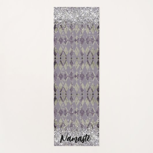 Lavendel Grunge Harlequin Glitter Namaste Custom Yogamat (Voorkant)