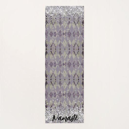 Lavendel Grunge Harlequin Glitter Namaste Custom Yogamat (Achterkant)