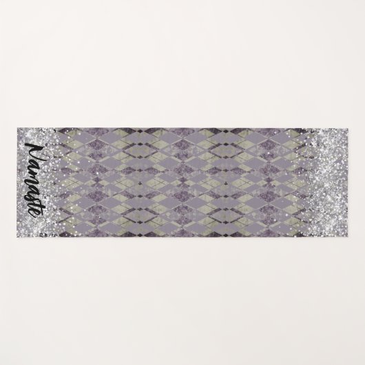Lavendel Grunge Harlequin Glitter Namaste Custom Yogamat (Voorkant (horizontaal))